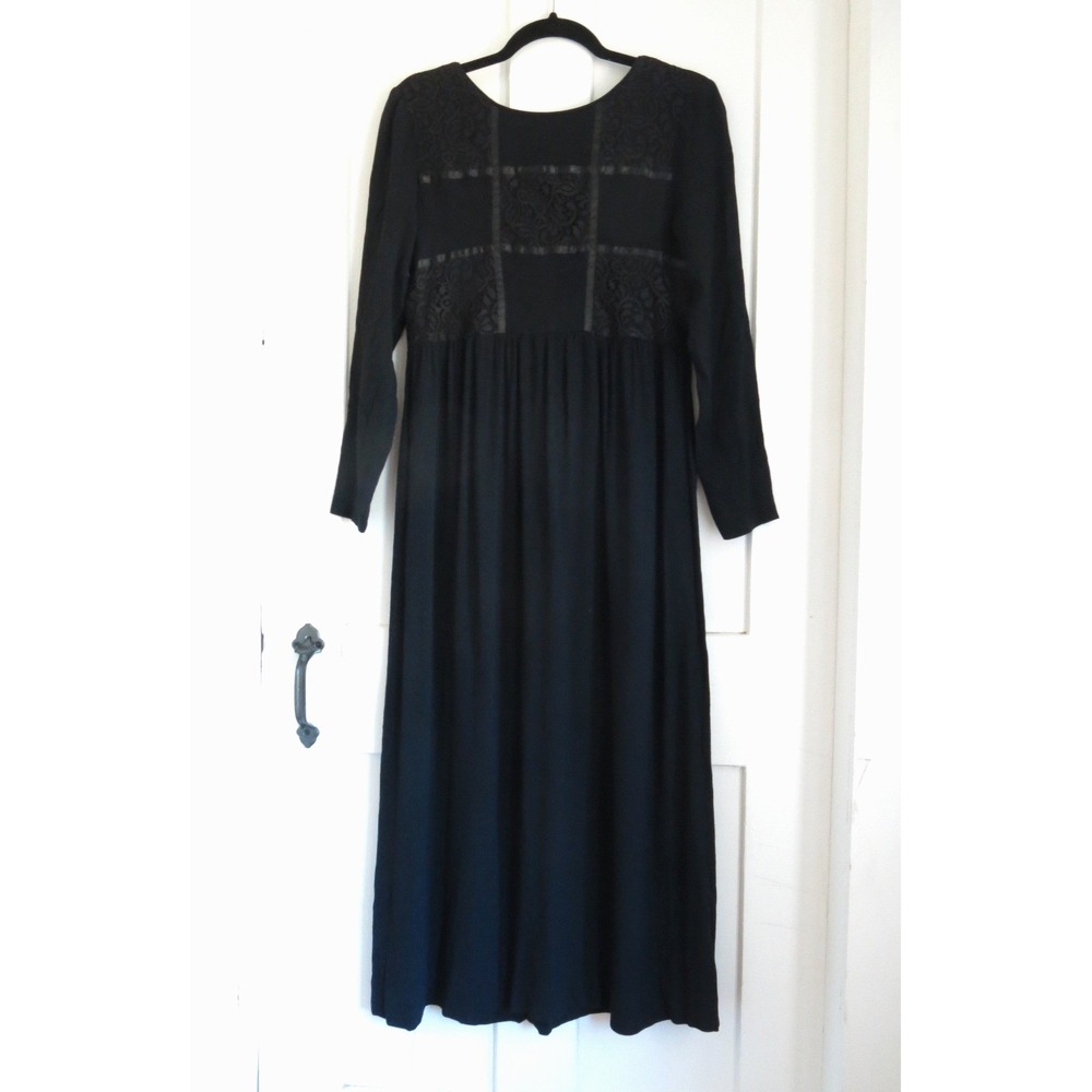 Vintage Susan Bristol Dress Sz 6 Black Lace Rayon Whimsigoth Cottagecore Witchy